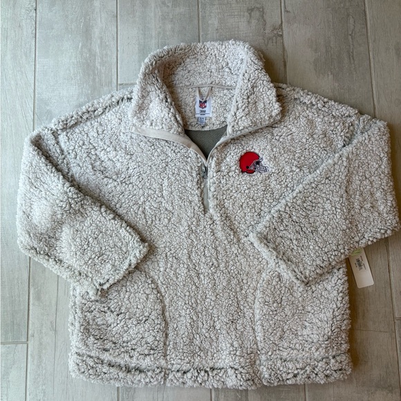 NFL APPAREL CLEVELAND BROWNS SHERPA PULL OVER JACKET Womens Extra Large - Picture 1 of 10